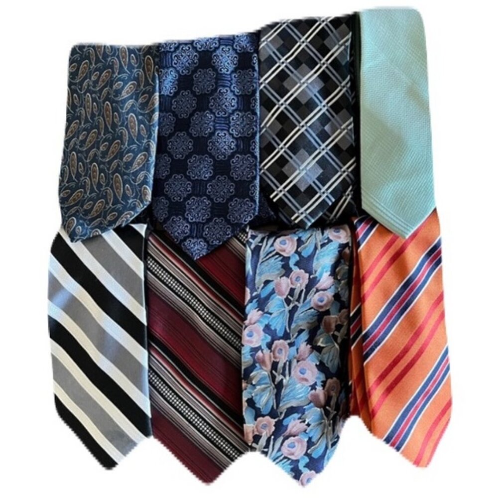Lot Of 8 Mens Ties Michael Kors Giorgio Armani Calvin Klein Countess Mara